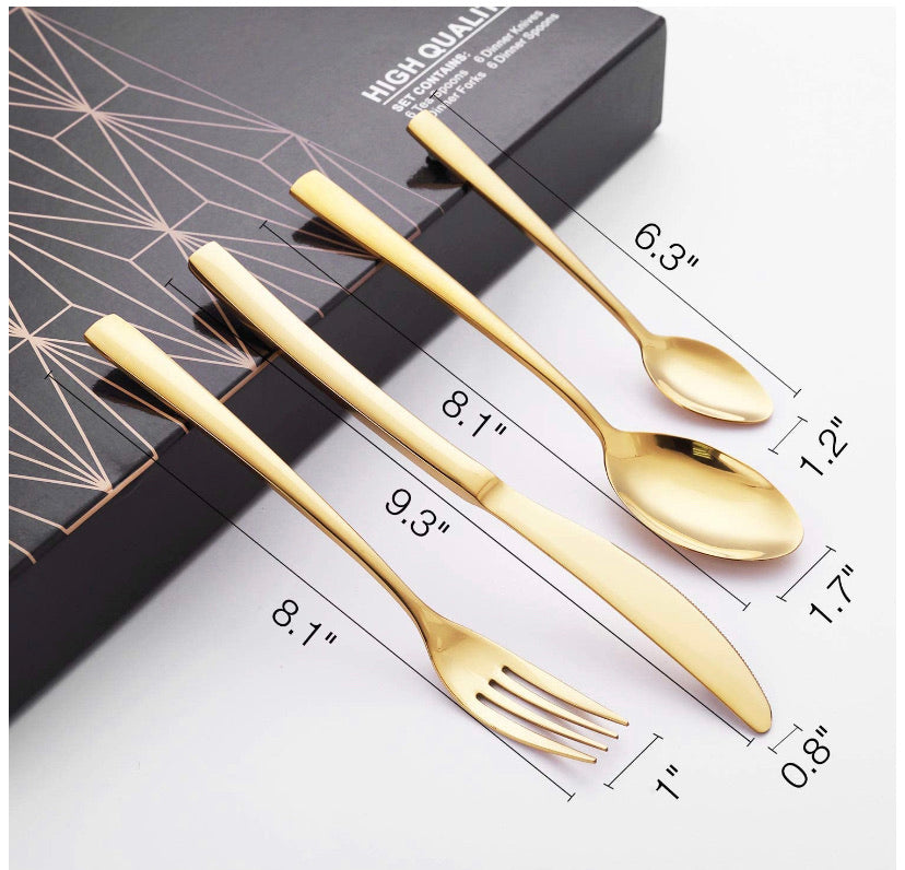 High Quality 24 Piece Stainless Steel Gold Cutlery Set – KITCHEN ROYALTY